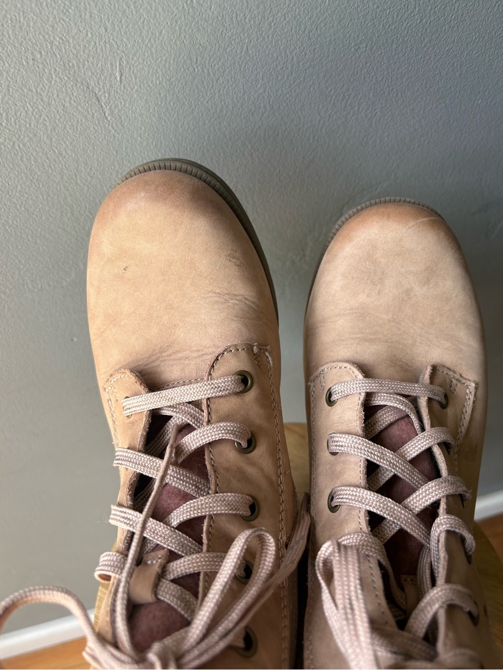 Origins Blush Leather Lace Up Moto Boots Rowan Nubuck ~ Size 10 - Picture 7 of 10